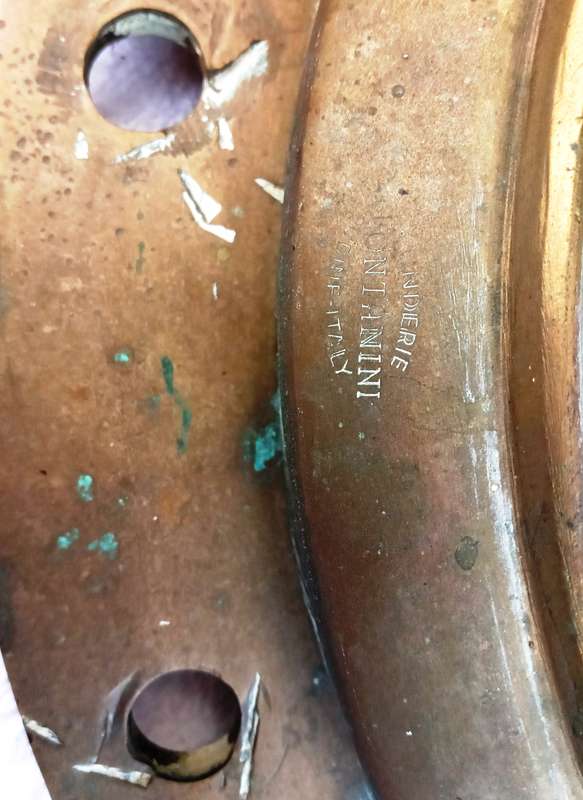 Vintage PAIR of ships brass portholes from Foundry Fontanini 1933, Udine, Italy