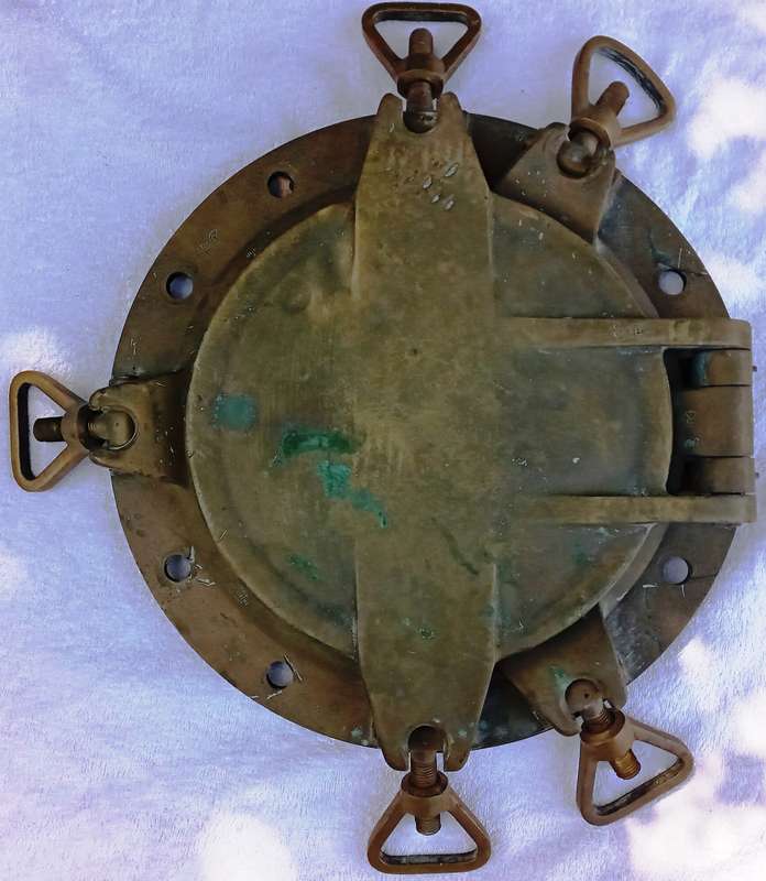 Vintage PAIR of ships brass portholes from Foundry Fontanini 1933, Udine, Italy