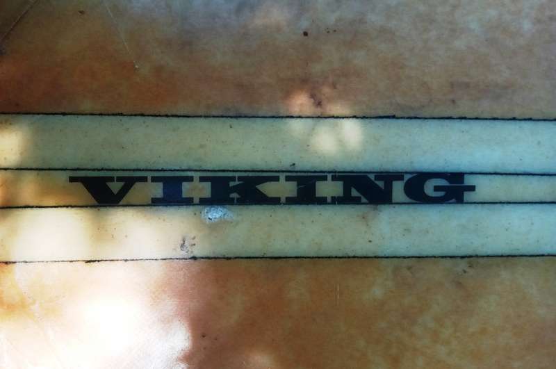 Vintage Viking Long Board Surf Board 1960's - Board has beautiful golden patina of age