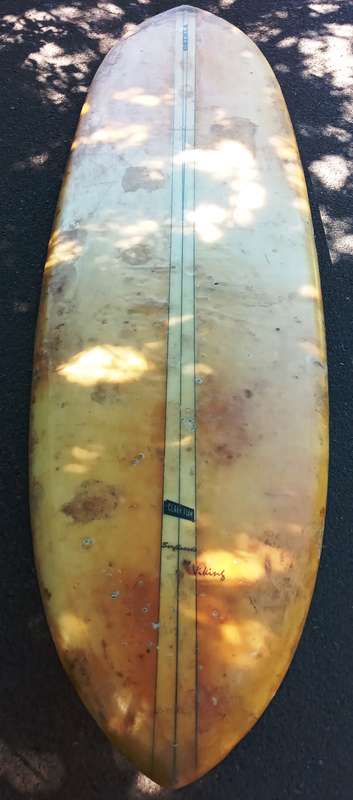 Vintage Viking Long Board Surf Board 1960's - Board has beautiful golden patina of age