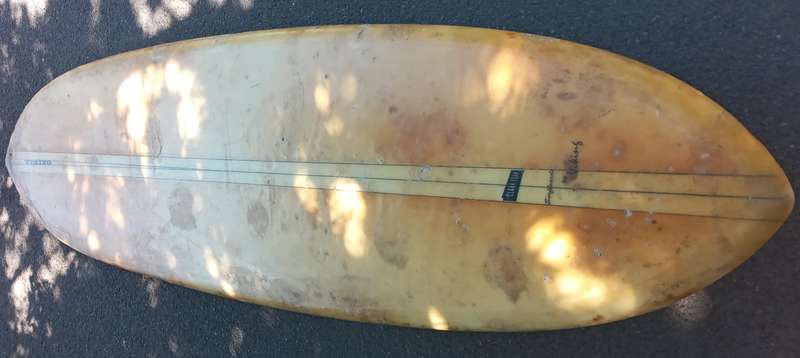 Vintage Viking Long Board Surf Board 1960's - Board has beautiful golden patina of age