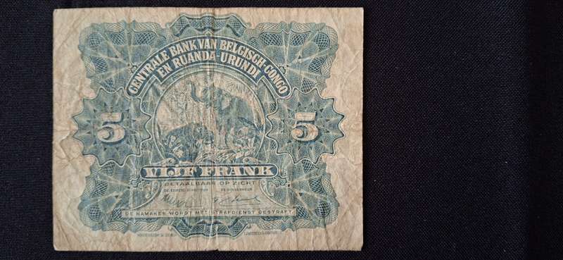 BANQUE CENTRALE DU CONGO BELGE   15 SEPTEMBER 1953 SERIAL NUMBER H200805  CIRCULATED