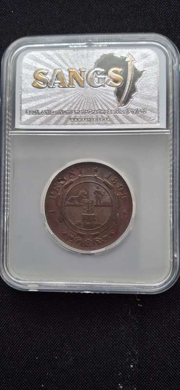 PAUL KRUGER 1893 ZAR Penny SANGS VF 35-BN