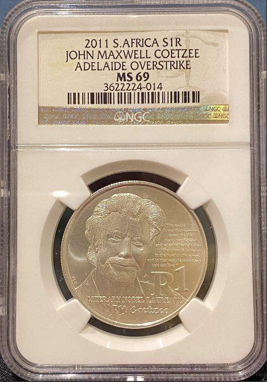 2011 SA MINT PROTEA SERIES | JM COETZEE - ADELAIDE OVERSTRIKE | NGC MS69 | MINTAGE: 227