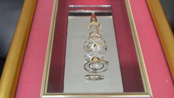 Vintage Bohemian Etched Ruby On A Frame