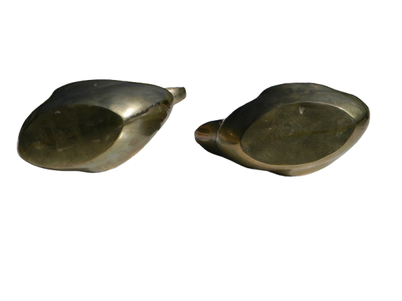 Mid-century large brass swan pair