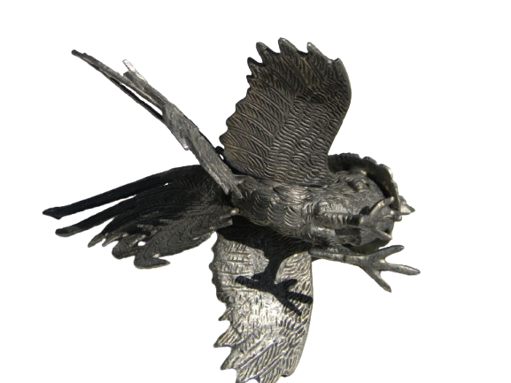 Vintage Pair of brass Fighting Roosters silver metal statuettes, farmhouse Decor