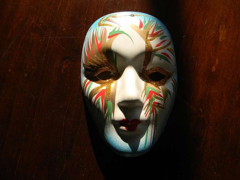 Vintage Mardi Gras Mask Matte Finish Hand Painted Ribbons Ugottac