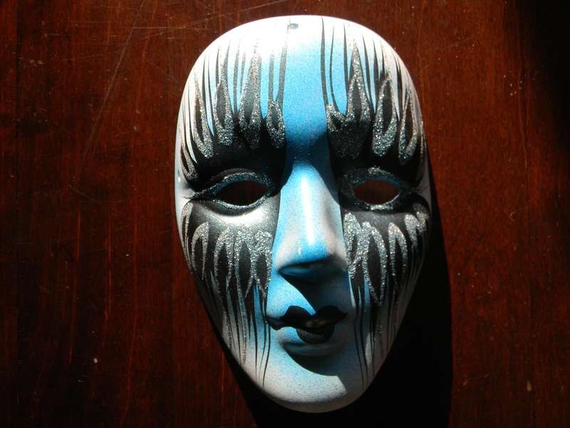 Vintage Mardi Gras Mask Matte Finish Hand Painted Ribbons Ugottac
