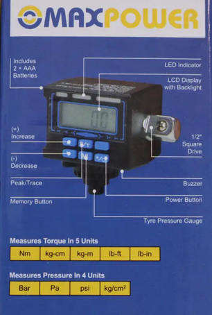 Digital Torque Adaptor with Tyre Pressure Gauge (40-200Nm)