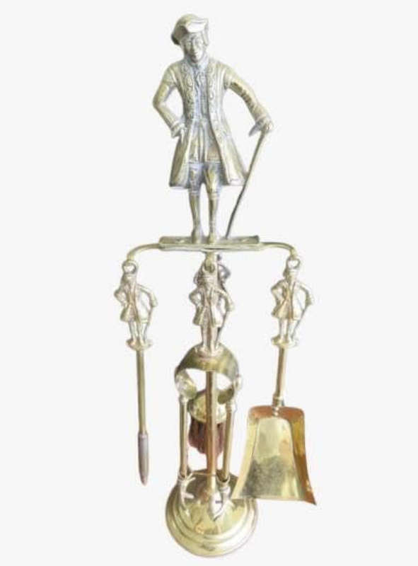Vintage brass fireplace tools hanger