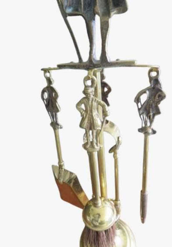 Vintage brass fireplace tools hanger