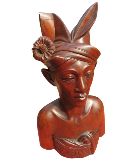 Beautiful Hand Carved Wood Polynesian Bust