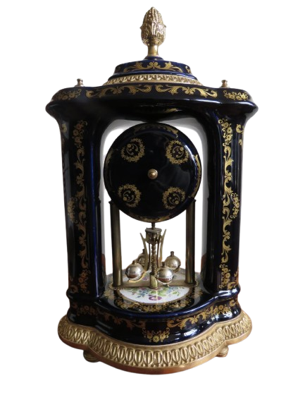 Vintage Cobalt blue Limoges decor mantel clock victorian scene