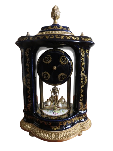 Vintage Cobalt blue Limoges decor mantel clock victorian scene