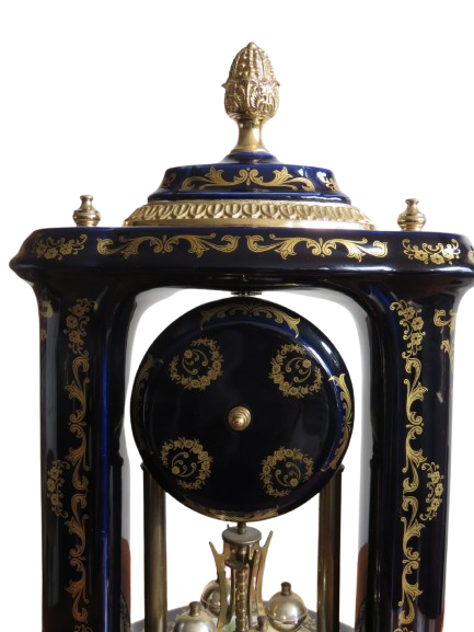 Vintage Cobalt blue Limoges decor mantel clock victorian scene