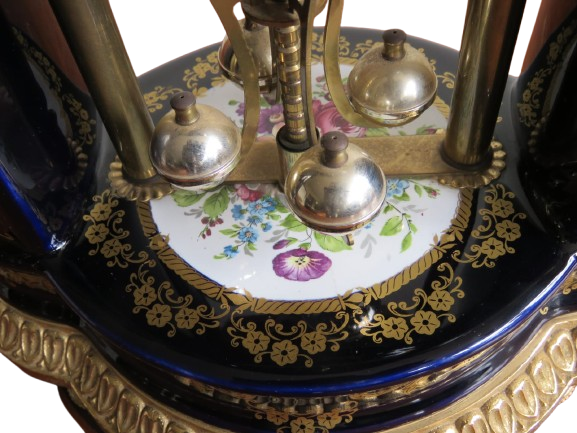 Vintage Cobalt blue Limoges decor mantel clock victorian scene