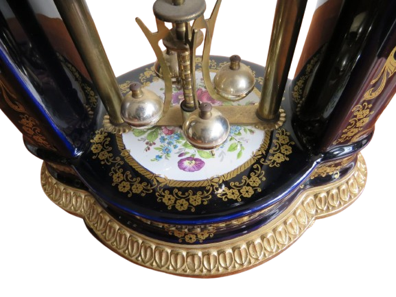 Vintage Cobalt blue Limoges decor mantel clock victorian scene