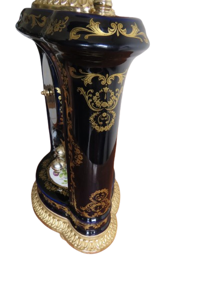 Vintage Cobalt blue Limoges decor mantel clock victorian scene
