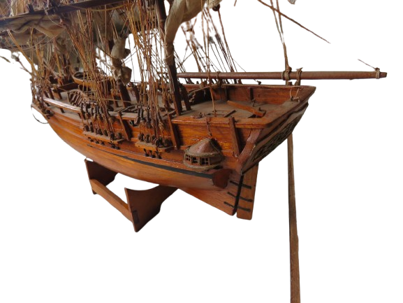 A 20th Century Hand-Made Wooden Galleon / Ship With Stand