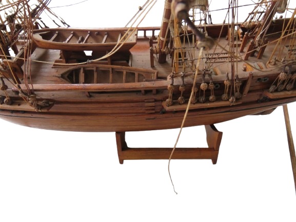 A 20th Century Hand-Made Wooden Galleon / Ship With Stand