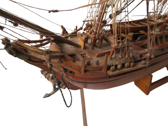 A 20th Century Hand-Made Wooden Galleon / Ship With Stand