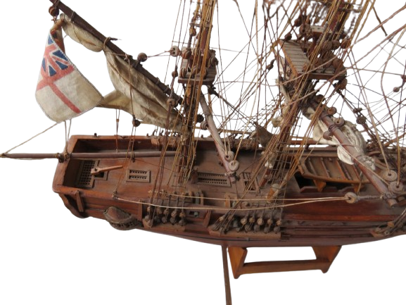 A 20th Century Hand-Made Wooden Galleon / Ship With Stand