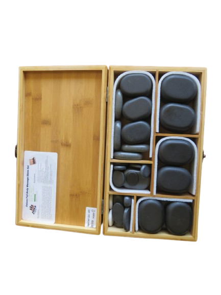 Hot Stone Massage Set - 45pce in Bamboo Box