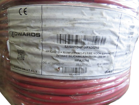 Fire Cable 2x 1mm2 SIL/CAM/LSZH PH 120-200mt