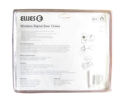 Ellies Wireless Digital Door Chime With 2 x Receivers ***100m Free Air Range***