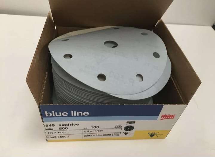 New Round sanding discs sia blue line 500 grit box of 100, 150 x 18 mm 6 x 11/1"