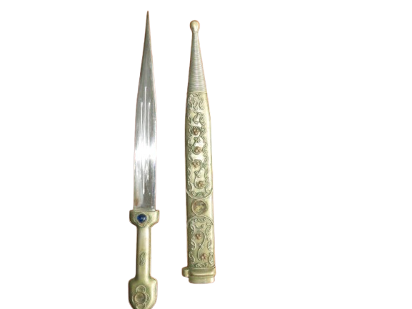 Vintage Ottoman Cossack Russian Islamic Kinzhal Khanjar Dagger with German Silver Scabbard 49cm