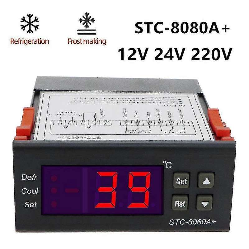 Digital temperature thermostat & defrost controller for domestic fridge/freezers