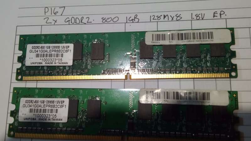 2 x GDDR2 800 1GB 128MX8 1.8V EP