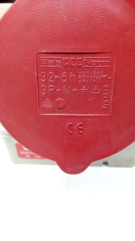 CEE 32A 5 Pin Industrial Socket SKU 5082 by WACO Waco 23A-6h (32A~380V) 3P+N+E Type 1333 Bals Norm