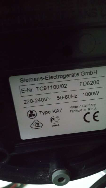 Siemens coffee machine Model No TC91100/02 FD8106 Designed by F.A Porsche