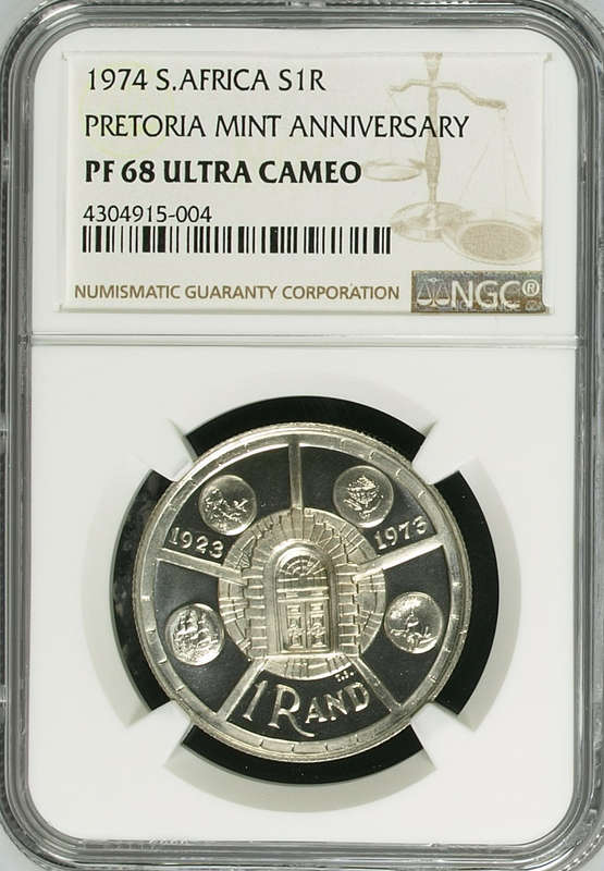1974 Pretoria Mint Anniversary R1 NGC PF68 Ultra Cameo