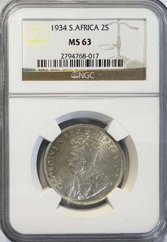 1934 South Africa 2 Shillings MS 63