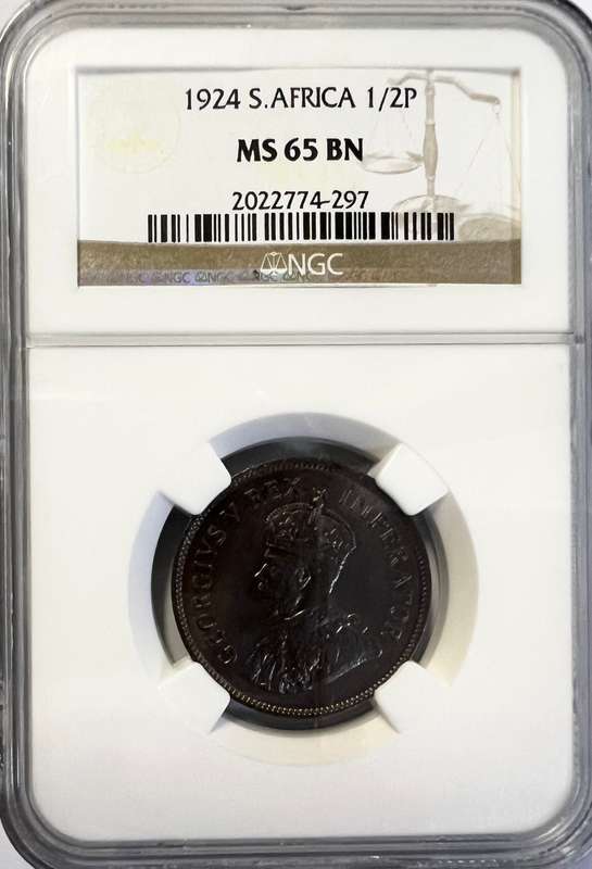 1924 South Africa 1/2 Penny MS 65 BN