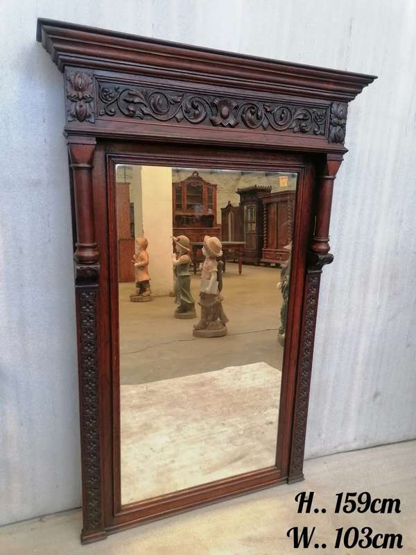 Large Oak Renaissance MIrror
