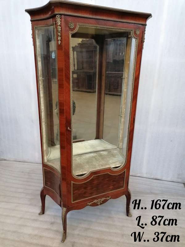 A very good quality French 19th Century Kingwood Single door Vitrine with Parquetry inlay.