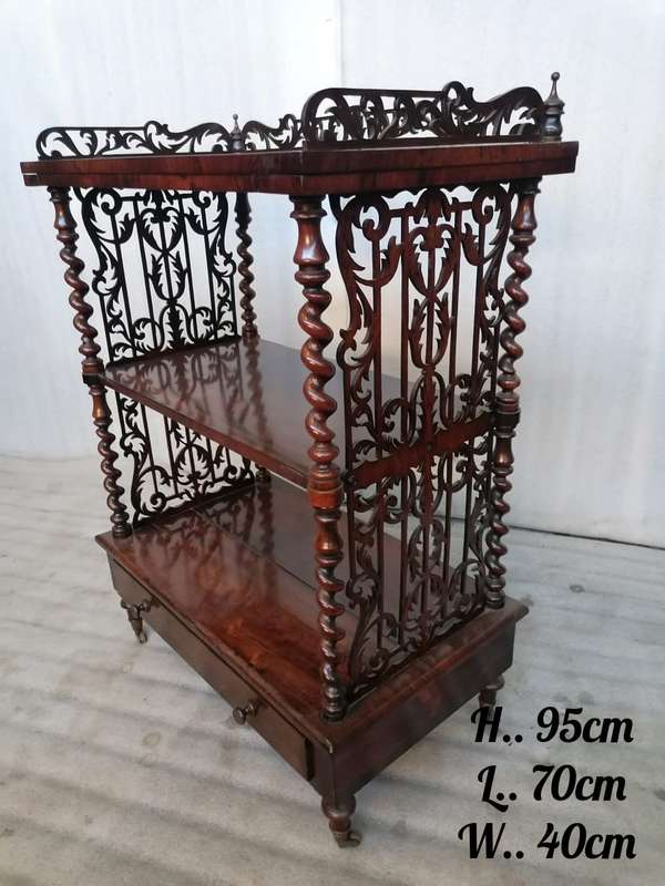 Victorian Rosewood three tier whatnot with beautiful fretwork