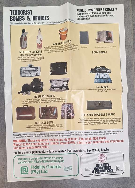 Terrorist Public Awareness Chart, Bombs & Devices Poster
