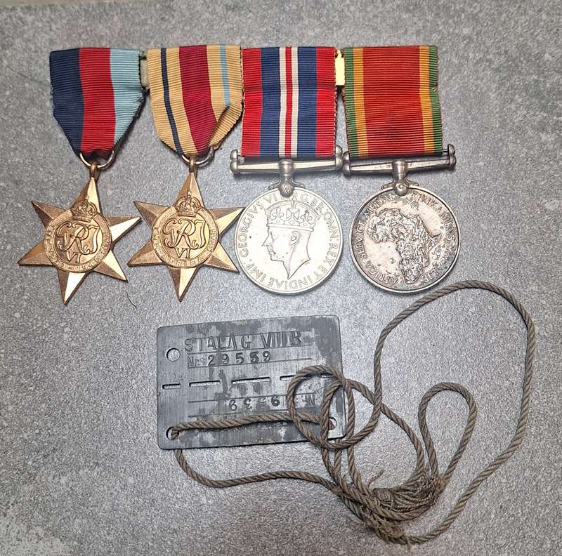 WW2 RAND LIGHT INFANTRY (RLI) POW MEDAL GROUP ,PAPERS & DOG TAG
