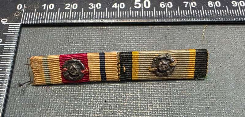 WW2 RAF RIBBON BAR WITH ROSETTES, AFRICA STAR & AIRCREW EUROPE