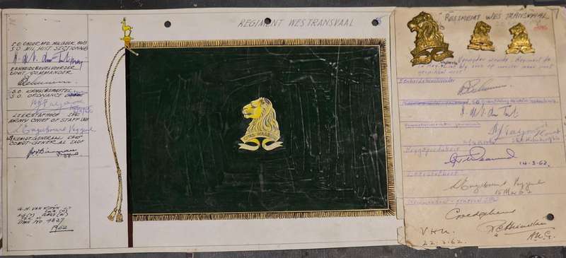 SADF Regiment De La Rey Official Flag & Badge Approval Art Cards