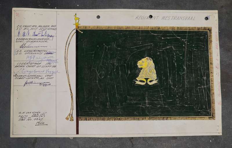 SADF Regiment De La Rey Official Flag & Badge Approval Art Cards