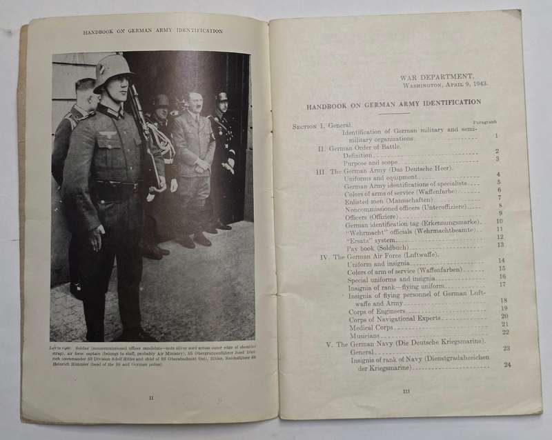 WW2. USA. Period Handbook On German Army Identification