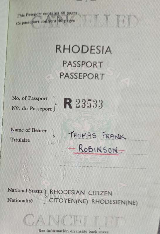 Rhodesian Issued Civilian Passport