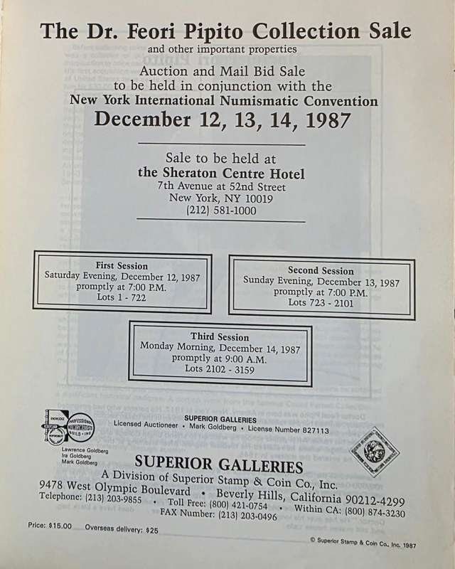 USA COIN AUCTION CATALOGUE 1987